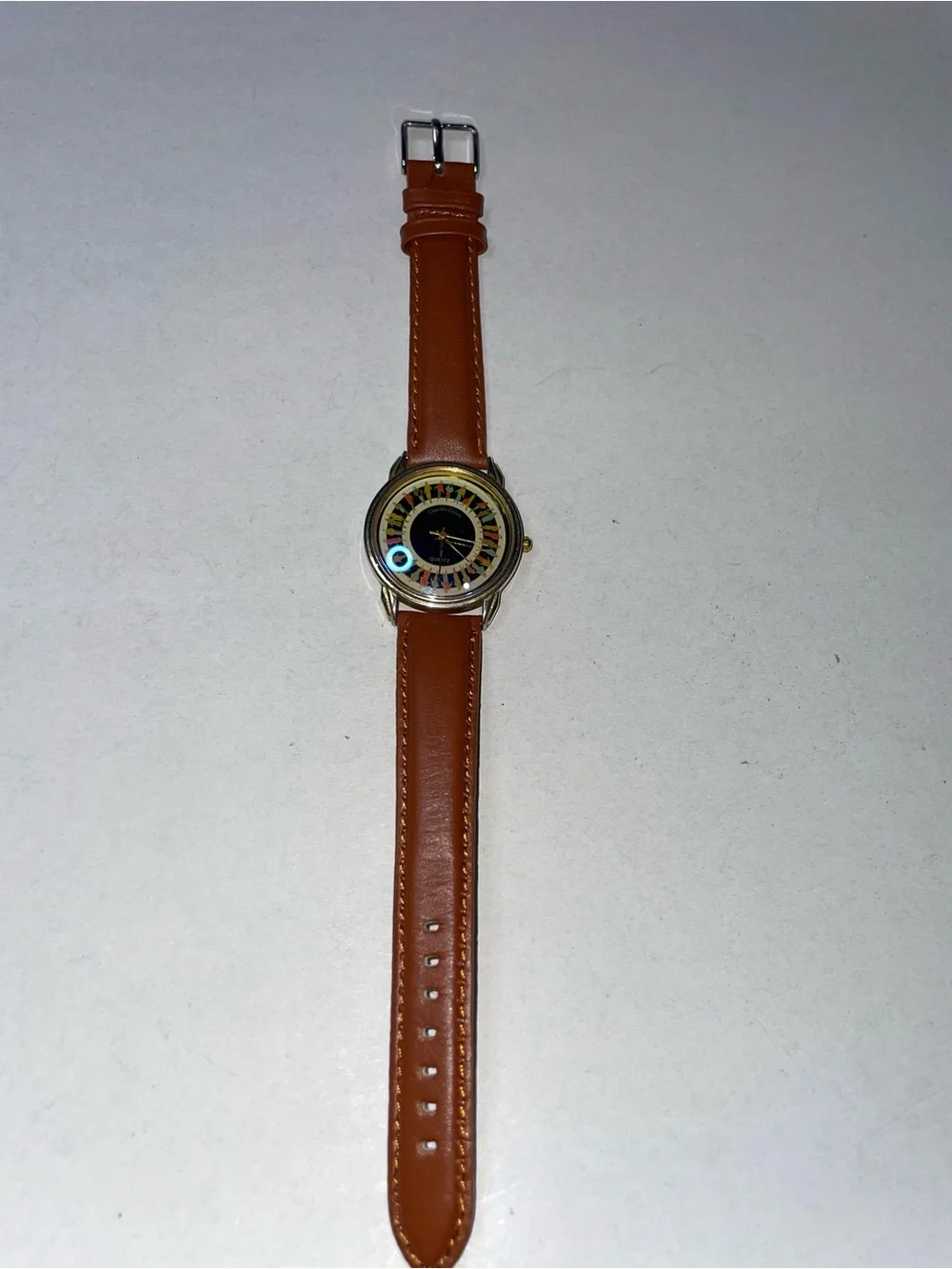 Charles Delon Unisex Rare Watch Stainless Steel Gold With People Theme